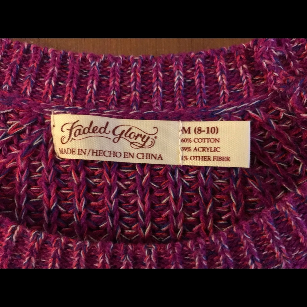 Faded Glory Sweater Sz M Pink/Purple color blend